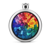 Flasque circulaire en acier inoxydable avec sections de couleur simple pour liqueur, poche ronde portable pour boisson 140 ml