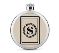 Flasque circulaire minimaliste en acier inoxydable avec signe dollar sur imprimé léopard pour liqueur, bouteille de vin portable pour boisson 140 ml