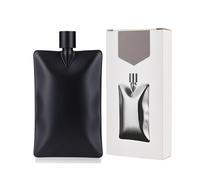 Flasque créative en acier inoxydable 304, flacon à whisky en forme de vague, 6 oz, emballé dans une boîte de couleur, idéal pour la fête des pères, Noël et les anniversaires-Black