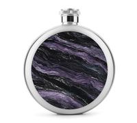 Flasque de luxe en acier inoxydable marbré noir et violet pour liqueur, bouteille à vin portable pour boisson 140 ml