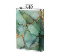 Flasque de poche à l'encre à alcool abstraite, vert émeraude, 236,8 g, drapeaux en acier inoxydable pour papa, témoin d'honneur, mariage, voyage, camping