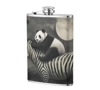 Flasque de poche arrière panda assis sur zèbre, 236,8 g, drapeaux en acier inoxydable pour papa, témoin d'honneur, mariage, voyage, camping