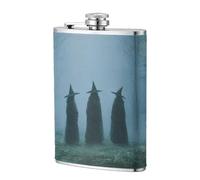 Flasque de poche avec trois sorcières dans la forêt brumeuse 236,8 g, drapeaux en acier inoxydable pour papa, témoin, mariage, voyage, camping