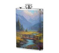 Flasque de poche colorée avec motif de fleurs sauvages et coucher de soleil - 236,8 g - En acier inoxydable - Pour papa, garçon d'honneur, mariage, voyage, camping