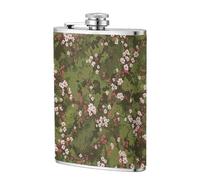 Flasque de poche en acier inoxydable avec motif camouflage vert olive, fleurs de cerisier, 236,8 g, drapeaux pour papa, témoin d'honneur, mariage, voyage, camping