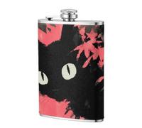 Flasque de poche en acier inoxydable avec motif chat noir et arbre rose, 236,8 g, pour papa, témoin, mariage, voyage, camping