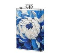 Flasque de poche en acier inoxydable avec motif chrysanthème bleu et blanc, 237 ml, pour papa, témoin, mariage, voyage, camping