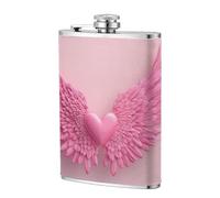Flasque de poche en acier inoxydable avec motif cœur rose avec ailes 237 ml pour papa, témoin d'honneur, mariage, voyage, camping