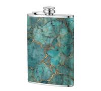 Flasque de poche en acier inoxydable avec motif de pierres précieuses turquoises polies, 236,8 g, drapeaux pour papa, témoin, mariage, voyage, camping