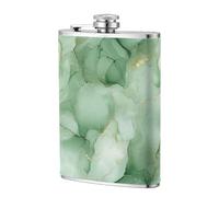 Flasque de poche en acier inoxydable avec motif encre à l'alcool Vert sauge 237 ml