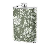 Flasque de poche en acier inoxydable avec motif fleurs vert sauge 236,8 g pour papa, témoin d'honneur, mariage, voyage, camping