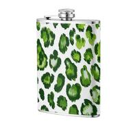 Flasque de poche en acier inoxydable avec motif léopard vert et blanc 237 ml pour papa, témoin d'honneur, mariage, voyage, camping