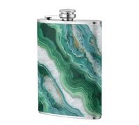 Flasque de poche en acier inoxydable avec motif marbre blanc et vert, 236,8 g, pour papa, témoin, mariage, voyage, camping