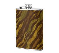Flasque de poche en acier inoxydable avec motif peau de tigre, vert moutarde, jaune, 236,8 g, pour papa, témoin, mariage, voyage, camping