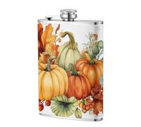 Flasque de poche en acier inoxydable avec motifs citrouilles et feuilles d'automne pour papa, garçon d'honneur, mariage, voyage, camping 236,8 g