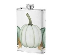 Flasque de poche en acier inoxydable avec motifs citrouilles vertes et blanches aquarelle, 236,8 g, drapeaux pour papa, témoin, mariage, voyage, camping