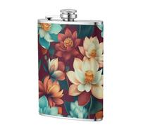 Flasque de poche en acier inoxydable avec motifs fleurs de lotus pour papa, garçon d'honneur, mariage, voyage, camping 236,8 g