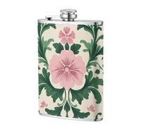 Flasque de poche en acier inoxydable avec motifs floraux roses et verts 236,8 g pour papa, témoin d'honneur, mariage, voyage, camping