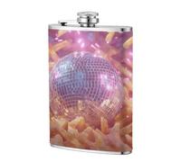 Flasque de poche en acier inoxydable Motif boule disco au-dessus des frites 236,8 g pour papa, témoin d'honneur, mariage, voyage, camping
