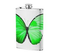 Flasque de poche en acier inoxydable motif papillon vert aquarelle 237 ml pour papa, témoin d'honneur, mariage, voyage, camping