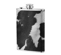Flasque de poche en acier inoxydable motif peau de vache noire et blanche 236,8 g pour papa, témoin d'honneur, mariage, voyage, camping