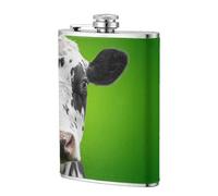 Flasque de poche en acier inoxydable Motif vache sur fond vert 237 ml