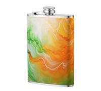 Flasque de poche en acier inoxydable pour papa, garçon d'honneur, mariage, voyage, camping - Orange et vert vif - 236,8 g