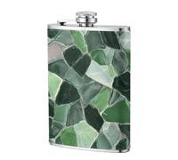 Flasque de poche en acier inoxydable pour papa, garçon d'honneur, mariage, voyage, camping - Vert jade - 236,8 g