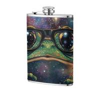 Flasque de poche grenouille verte avec lunettes noires, 236,8 g, drapeaux en acier inoxydable pour papa, témoin d'honneur, mariage, voyage, camping