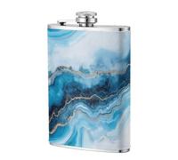 Flasque de poche Marbre blanc avec agate bleue 236,8 g, drapeaux en acier inoxydable pour papa, témoin d'honneur, mariage, voyage, camping