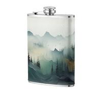 Flasque de poche minimaliste abstraite, vert forêt, 236,8 g, drapeaux en acier inoxydable pour papa, témoin d'honneur, mariage, voyage, camping