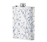 Flasque de poche minimaliste avec branches d'arbre bleues de 236,8 g, drapeaux en acier inoxydable pour papa, témoin d'honneur, mariage, voyage, camping