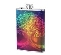 Flasque de poche motif arbre de vie néon 236,8 g, drapeaux en acier inoxydable pour papa, témoin d'honneur, mariage, voyage, camping