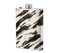 Flasque de poche noire avec motifs rayures 236,8 g, drapeaux en acier inoxydable pour papa, témoin d'honneur, mariage, voyage, camping