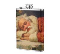 Flasque de poche Santa Claus is Sleeping On The Table de 236,8 g, drapeaux en acier inoxydable pour papa, garçon d'honneur, mariage, voyage, camping