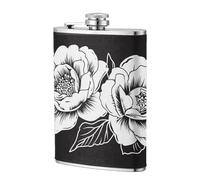 Flasque de poche simple avec deux camélias blancs 236,8 g, drapeaux en acier inoxydable pour papa, témoin d'honneur, mariage, voyage, camping