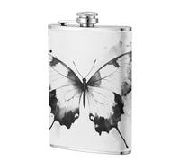 Flasque de poche simple en acier inoxydable avec motif papillon noir et blanc 237 ml pour papa, témoin d'honneur, mariage, voyage, camping