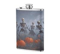 Flasque de poche squelettes dansant dans un champ de citrouilles 236,8 g, drapeaux en acier inoxydable pour papa, témoin d'honneur, mariage, voyage, camping