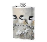 Flasque de poche vintage à trois oiseaux perchés sur des branches de pin, 236,8 g, drapeaux en acier inoxydable pour papa, témoin, mariage, voyage, camping