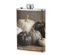 Flasque de poche vintage en forme de citrouilles blanches et noires de 236,8 g, drapeaux en acier inoxydable pour papa, témoin d'honneur, mariage, voyage, camping