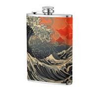 Flasque de poche vintage japonaise en acier inoxydable 236,8 g avec drapeaux pour papa, témoin d'honneur, mariage, voyage, camping