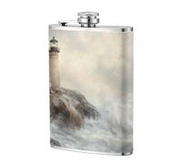 Flasque de poche vintage Lighthouse On The Rocky Coastline de 236,8 g, drapeaux en acier inoxydable pour papa, témoin d'honneur, mariage, voyage, camping