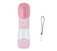 Flasque d'eau pour Animal 2 en 1, Portable Anti - Fuite, Conteneur Nourriture et Eau, 258ml Rose - Fermeture Étanche Silicone, Design Pratique Outdoor pour Chiens (Rose)
