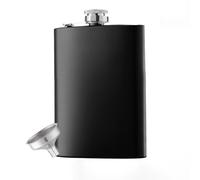 Flasque en acier inoxydable, 227 ml/8 oz, avec entonnoir, en acier inoxydable, adaptée au transport d'alcool, flasque de poche pour whisky, rhum, vodka, adaptée à la randonnée et aux fêtes, noire