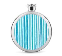 Flasque en acier inoxydable à rayures verticales beige clair aquarelle pour liqueur, poche ronde, bouteille à vin portable pour boisson, 150 ml