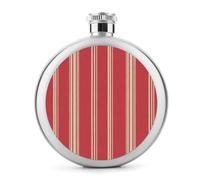 Flasque en acier inoxydable avec coutil à rayures rouges pour liqueur, poche ronde portable pour boisson 140 ml