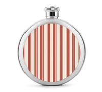 Flasque en acier inoxydable avec coutil orange à rayures pour liqueur, poche ronde portable pour boisson 140 ml