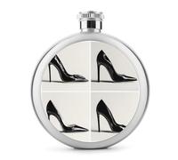 Flasque en acier inoxydable avec différents talons hauts noirs pour liqueur, bouteille de vin portable de poche ronde pour boisson 140 ml