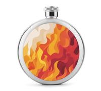 Flasque en acier inoxydable avec flammes abstraites et formes de fumée pour liqueur, bouteille de vin portable de poche ronde pour boisson 140 ml