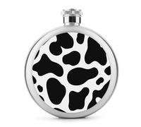 Flasque en acier inoxydable avec imprimé vache noire et blanche pour liqueur, bouteille à vin portable pour boisson 140 ml